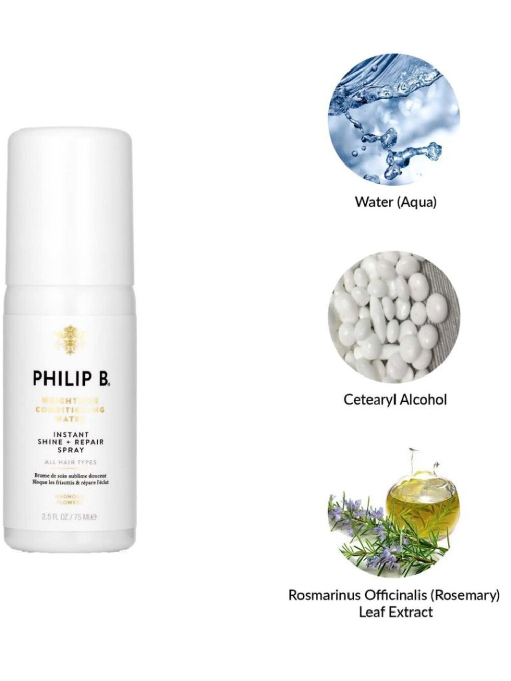 Philip B Haircare Gift Set-Weightless Conditioning Water,Travel,3 X 75ml-3pc-NEW - Picture 4 of 16